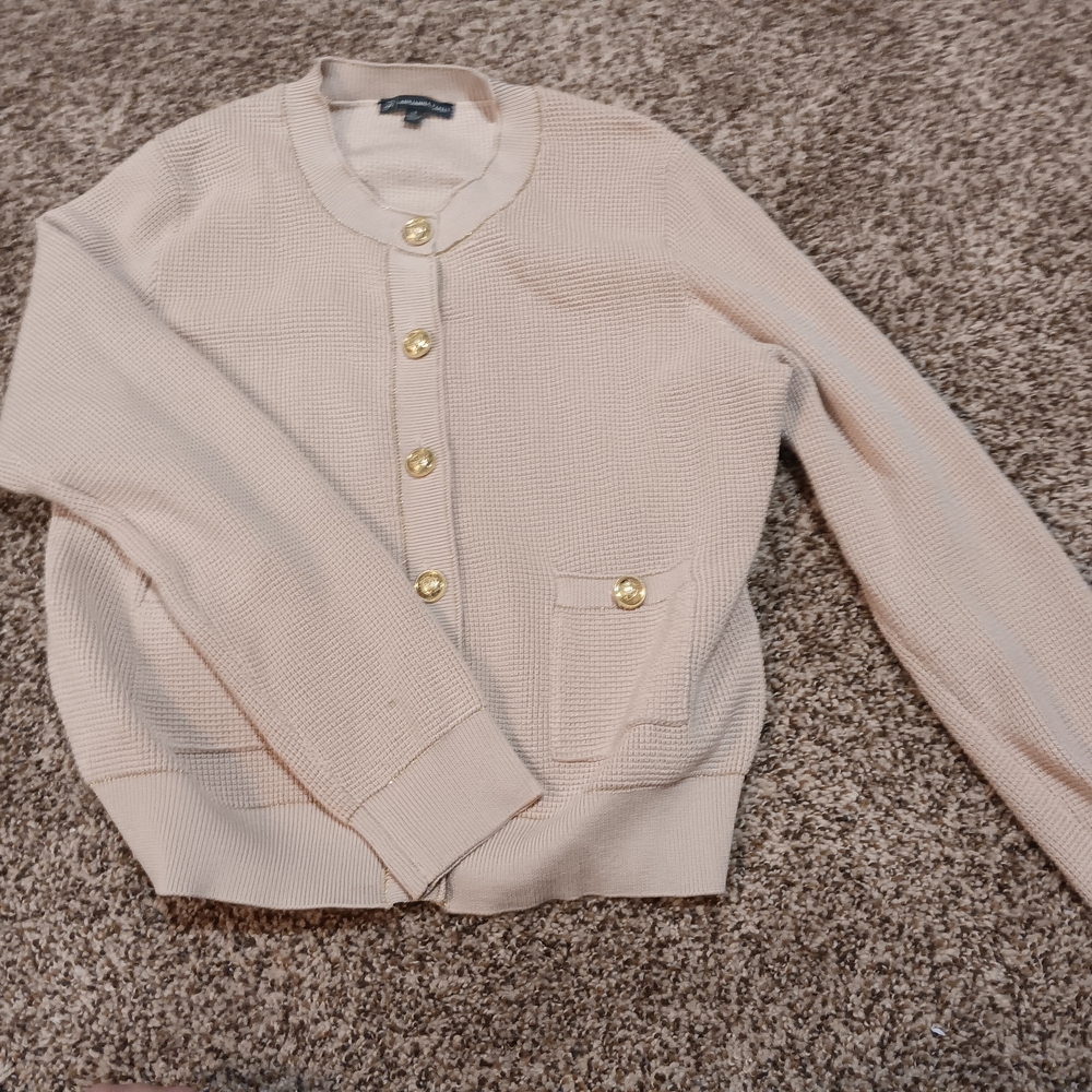 Adrianna Papell Cream Knit Cardigan